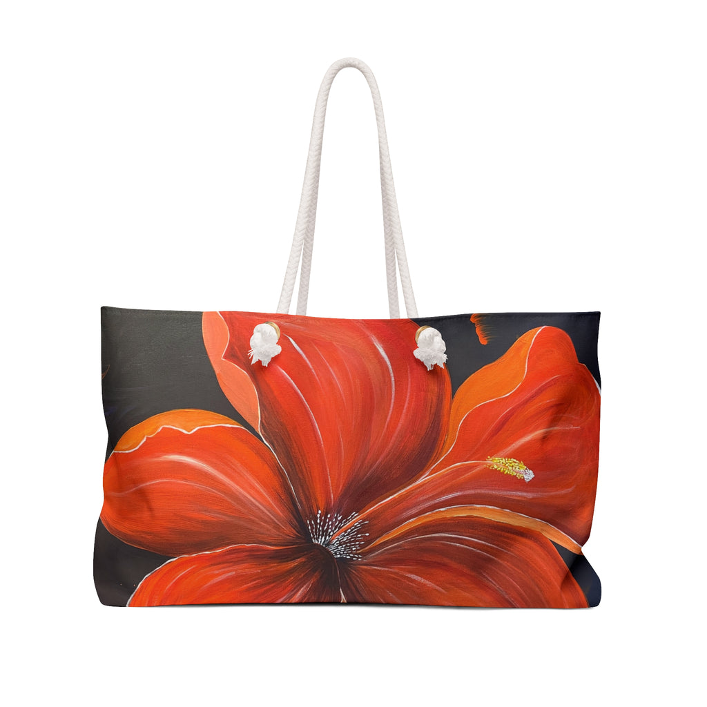 Scarlet Veil Tote Bag with Hand Painted Designs