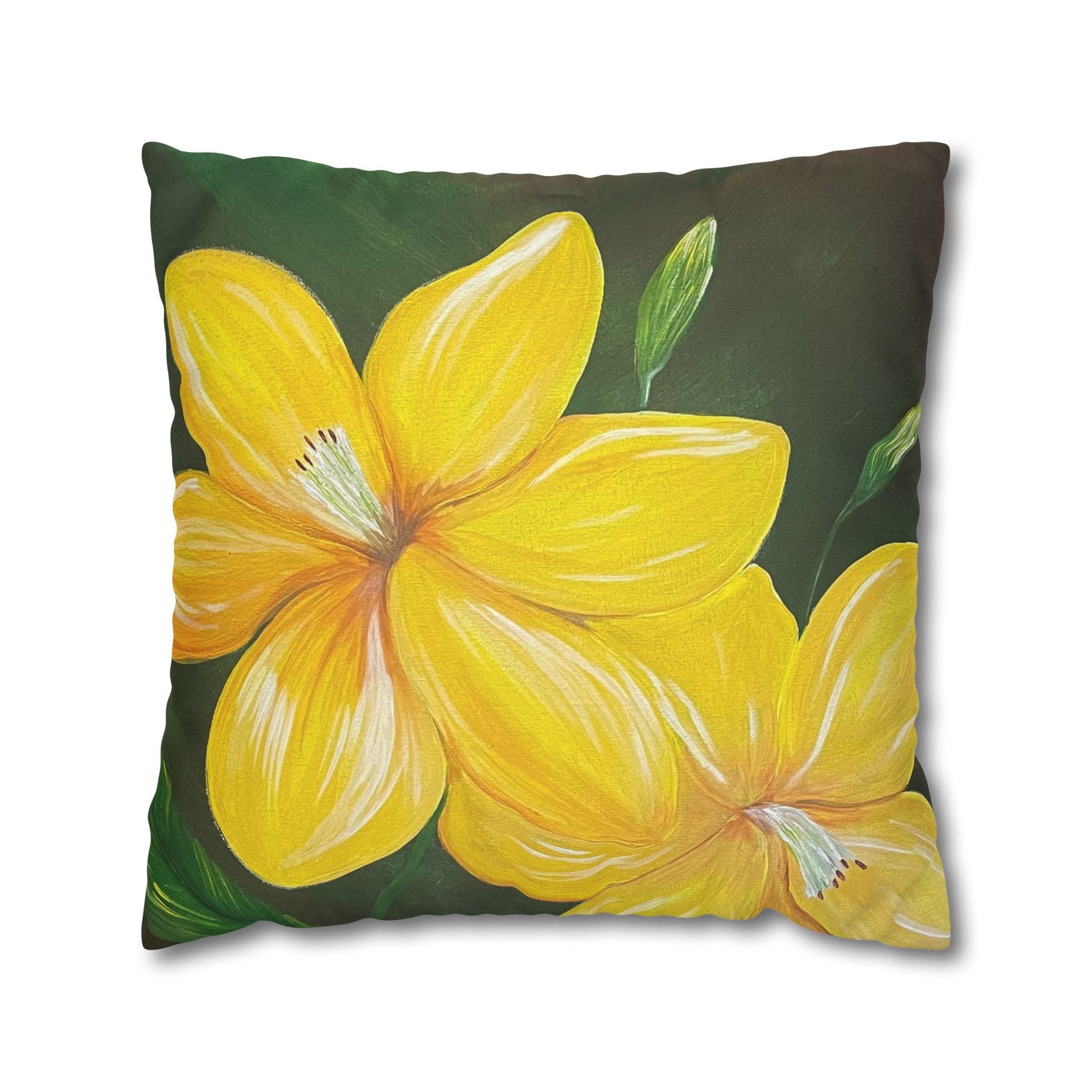 Golden Bloom Square Decorative Pillow Sham