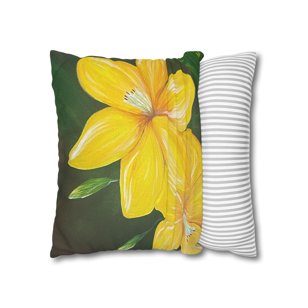 Golden Bloom Square Decorative Pillow Sham