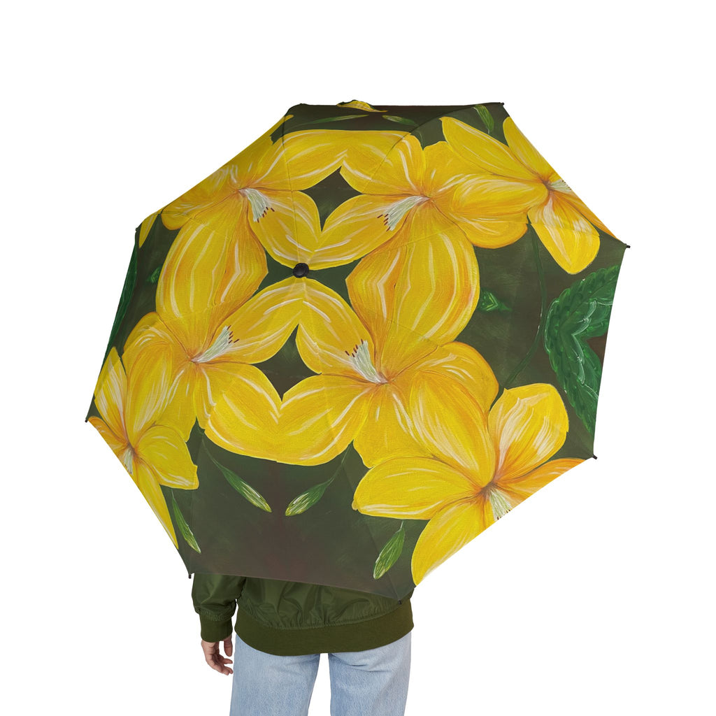 Golden Bloom Semi-Automatic Foldable Umbrella