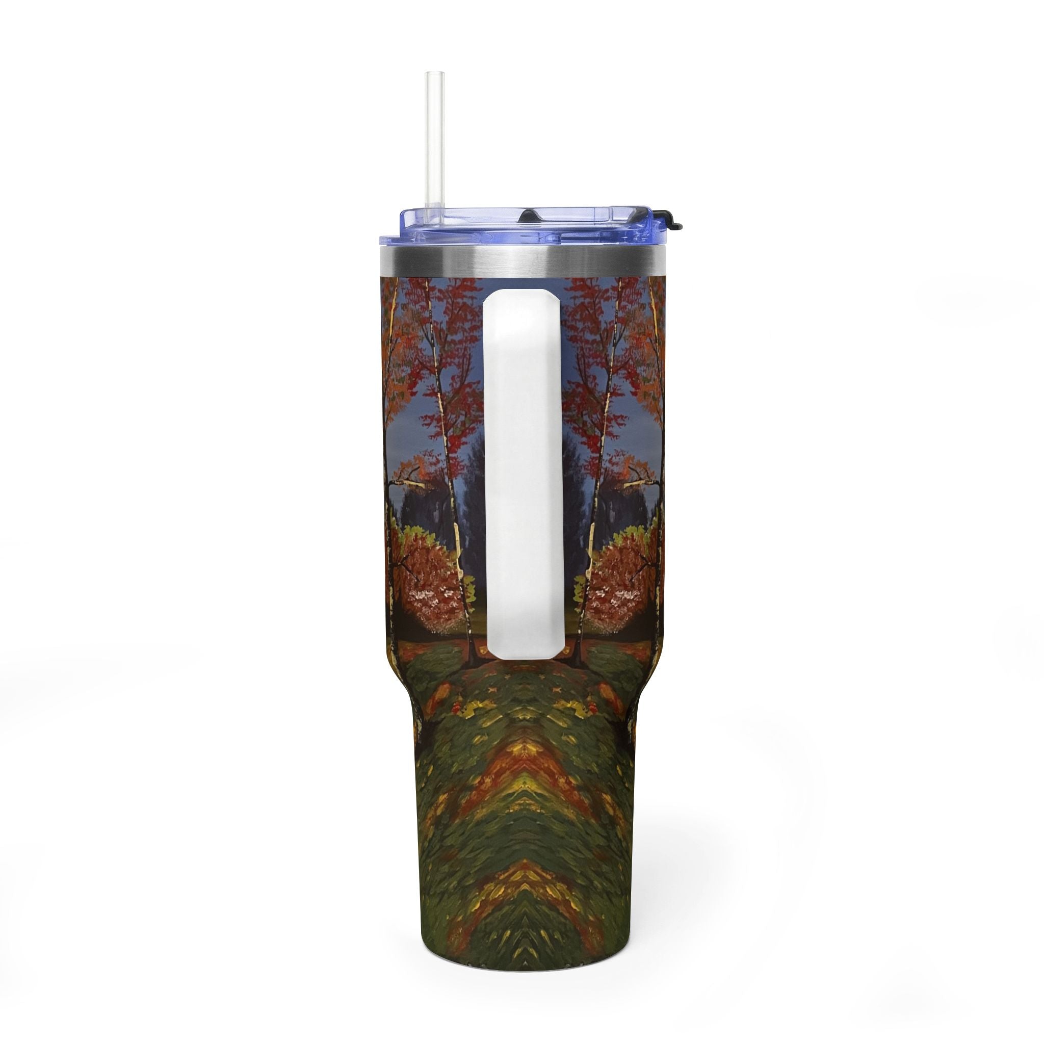 Whispering Birches 40oz  Vacuum Tumbler — Insulated Travel Mug with Straw