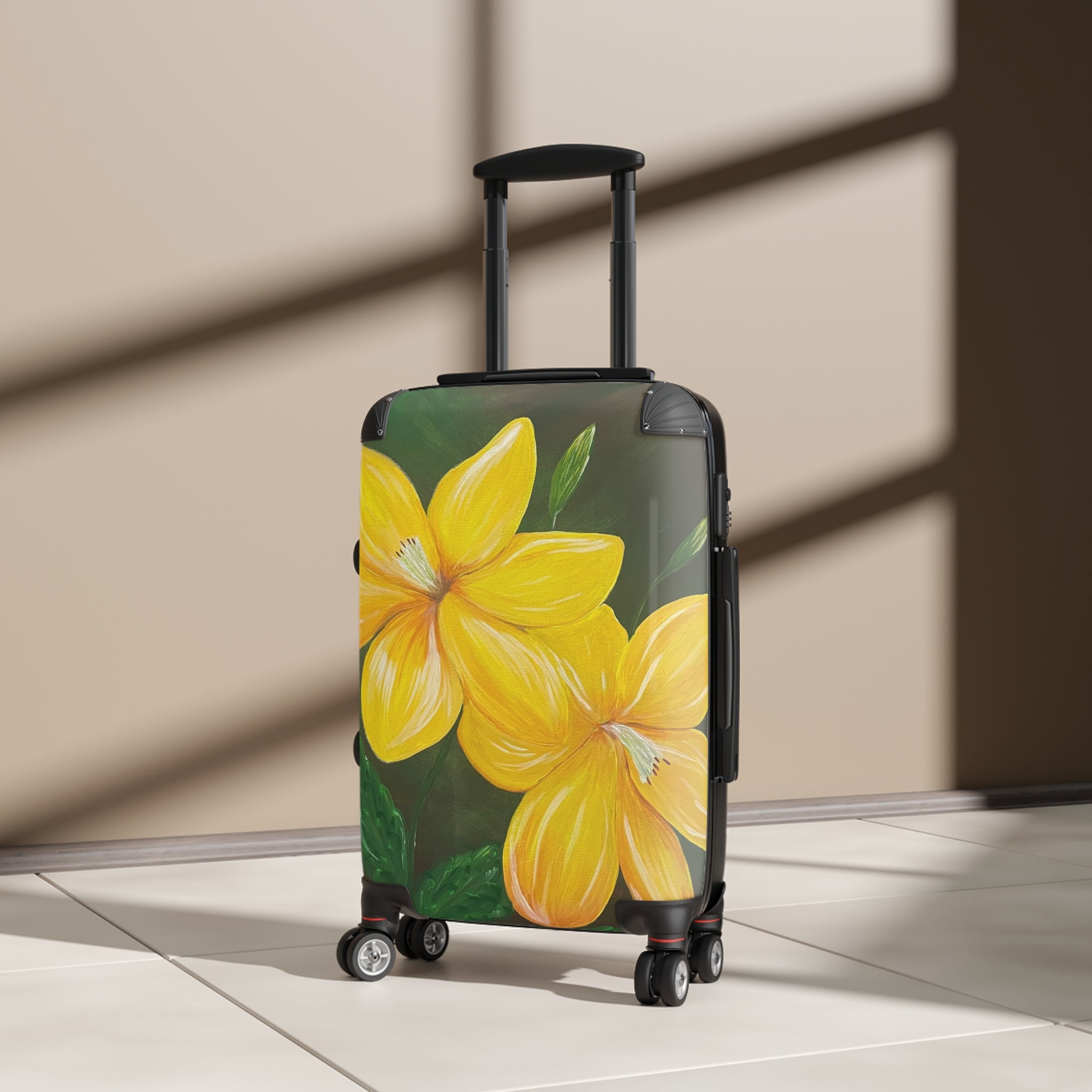 Golden Bloom Handprinted Colorful Suitcase