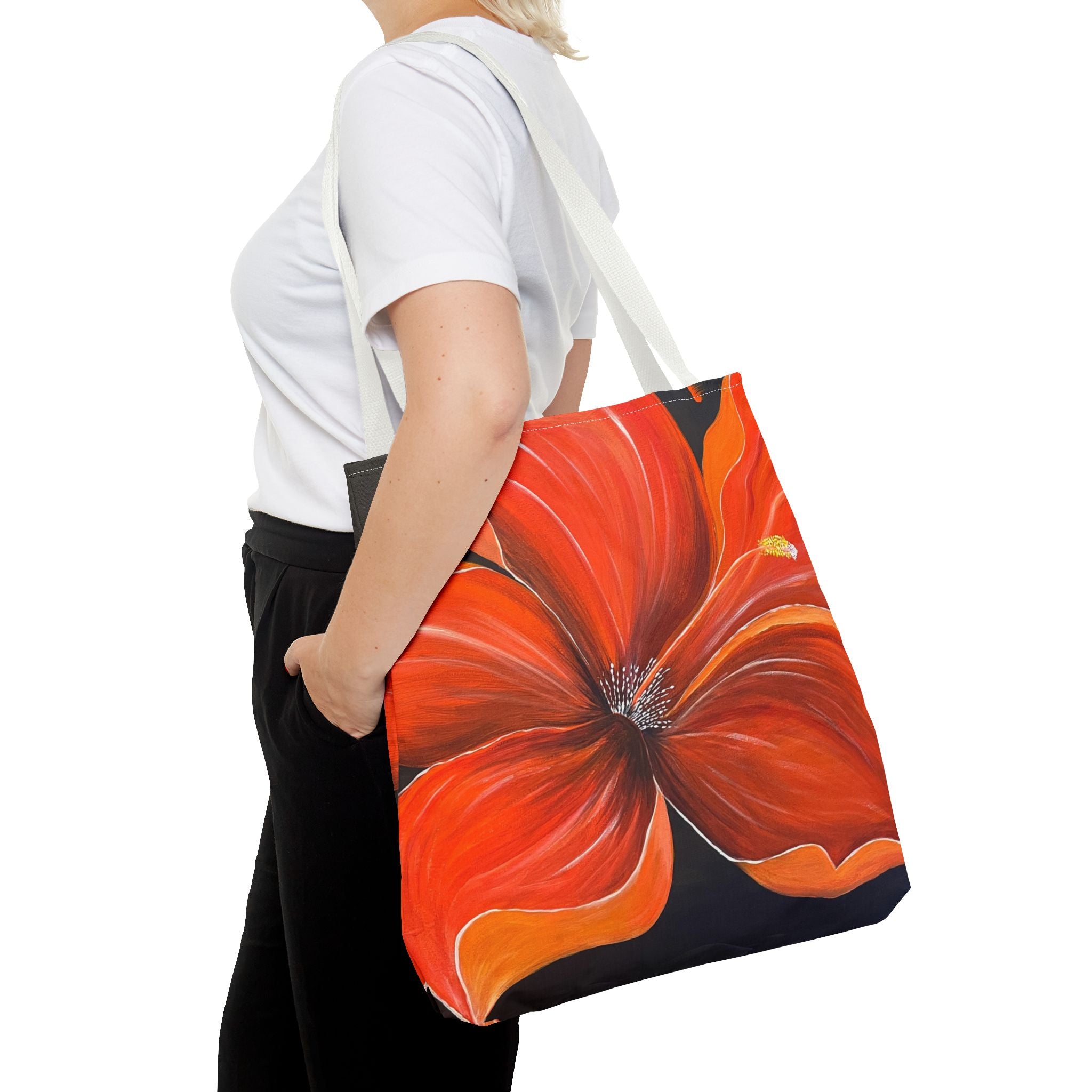 Scarlet Veil Hand Painted Tote Bag