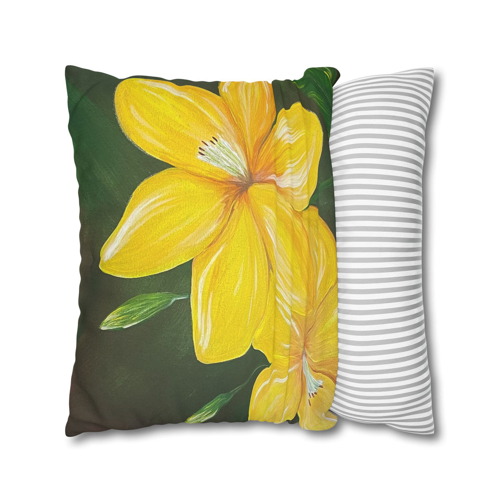 Golden Bloom Square Decorative Pillow Sham