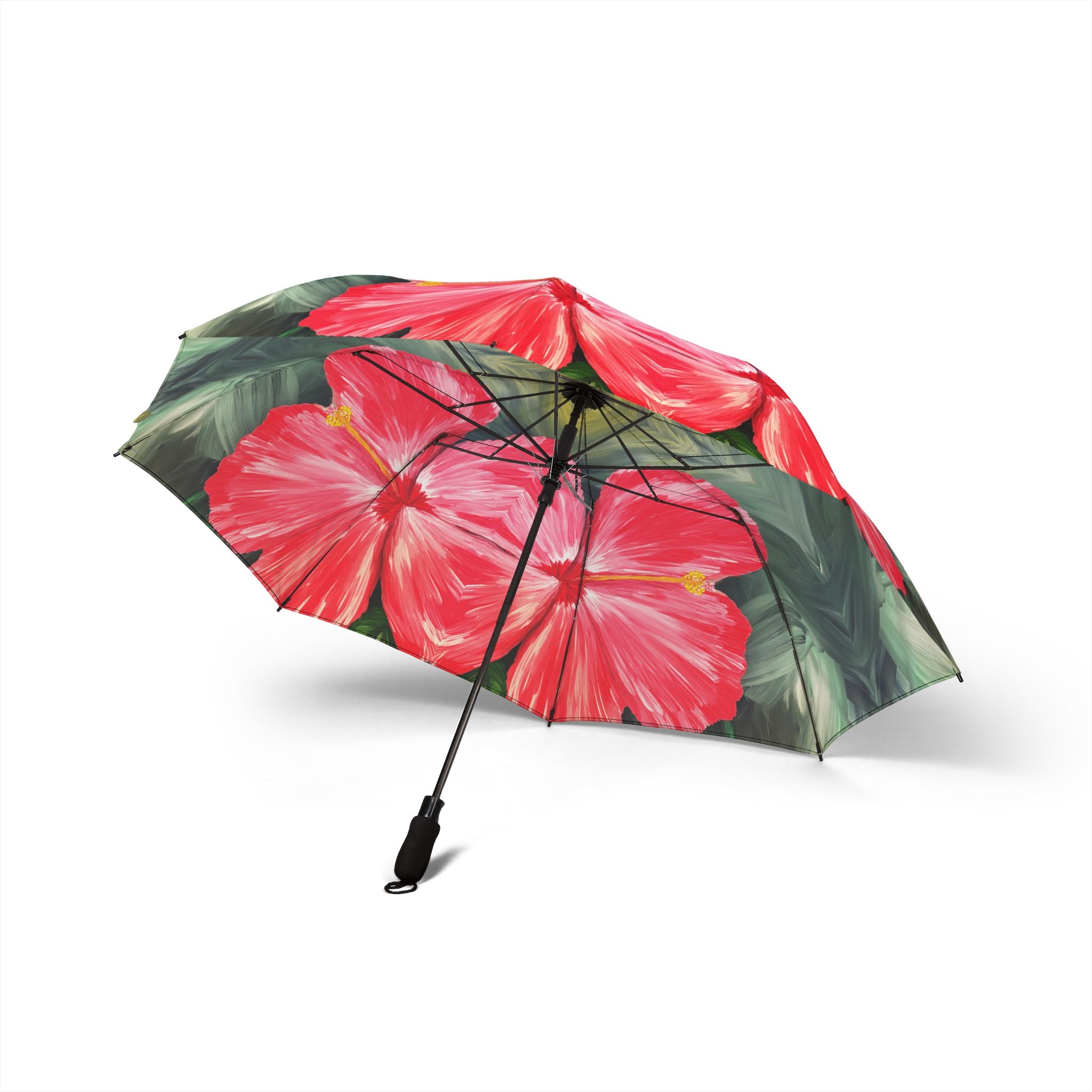 Hibiscus Hues Semi-Automatic Foldable Umbrella