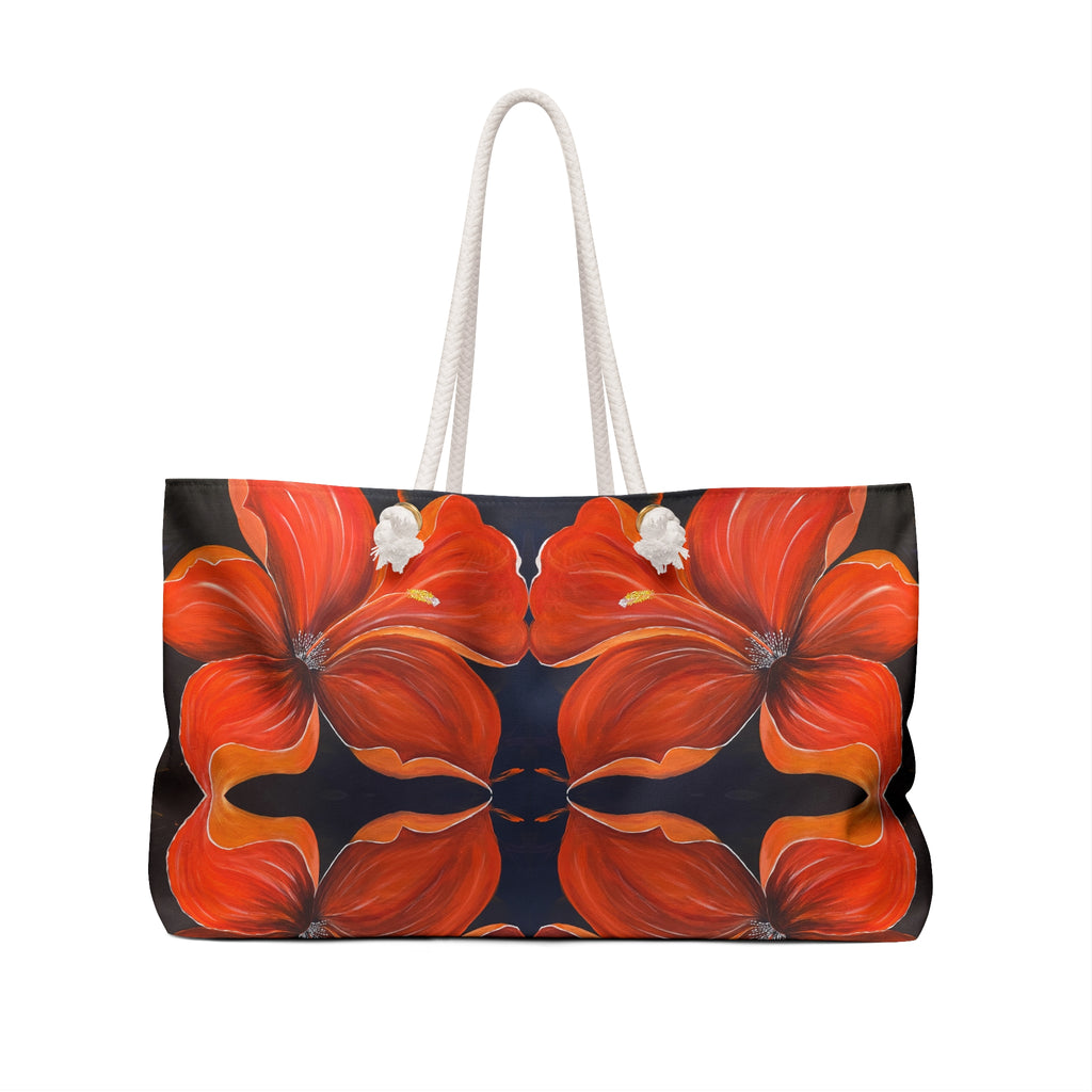 Scarlet Veil Tote Bag with Hand Painted Designs