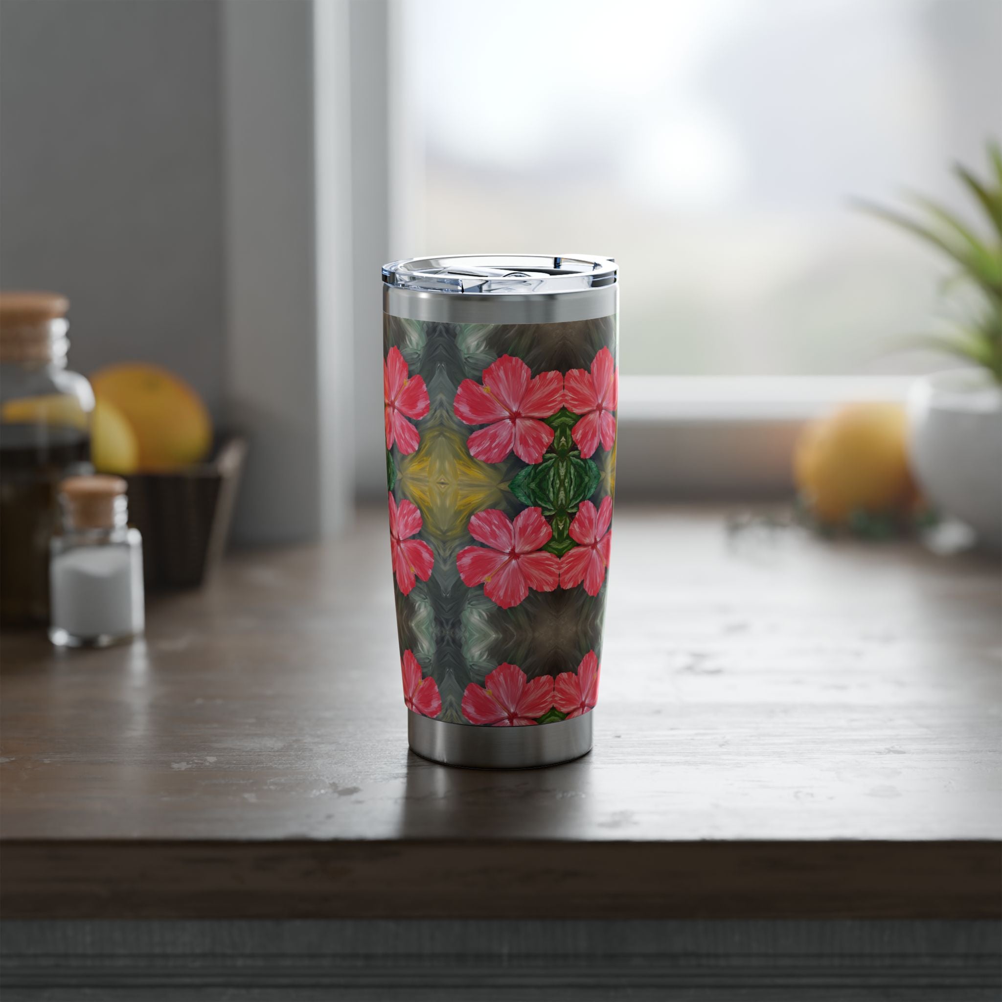 Hibiscus Hues Tumbler | Vagabond 20oz Insulated Drinkware, Summer Travel Mug, Gift for Nature Lovers, Eco-Friendly Hydration