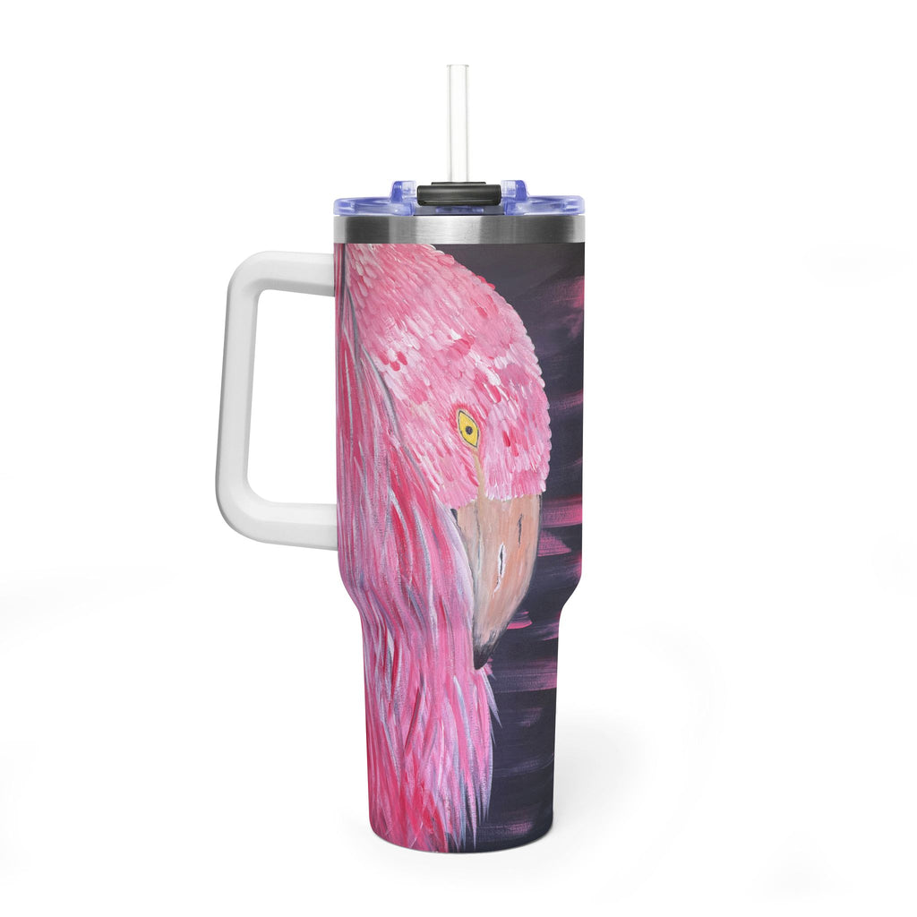 Feathered Grace 40oz  Vacuum Tumbler — Insulated Travel Mug with Straw