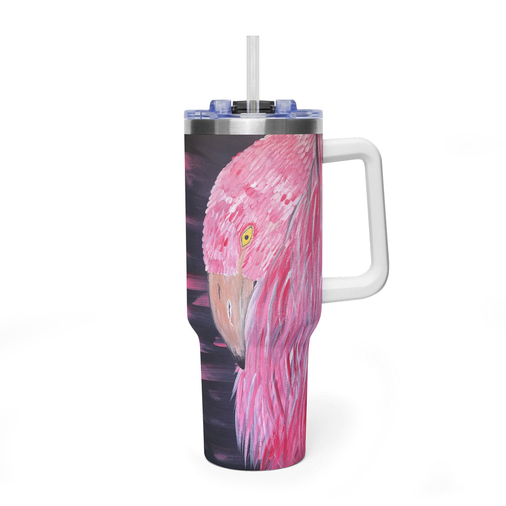 Feathered Grace 40oz  Vacuum Tumbler — Insulated Travel Mug with Straw