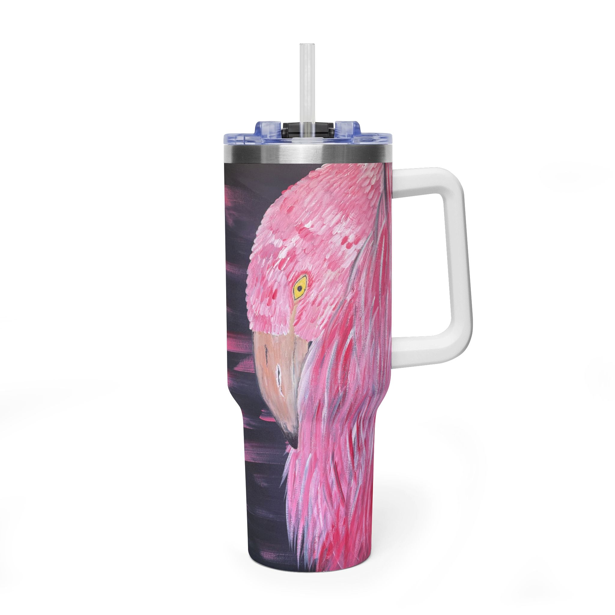 Feathered Grace 40oz  Vacuum Tumbler — Insulated Travel Mug with Straw