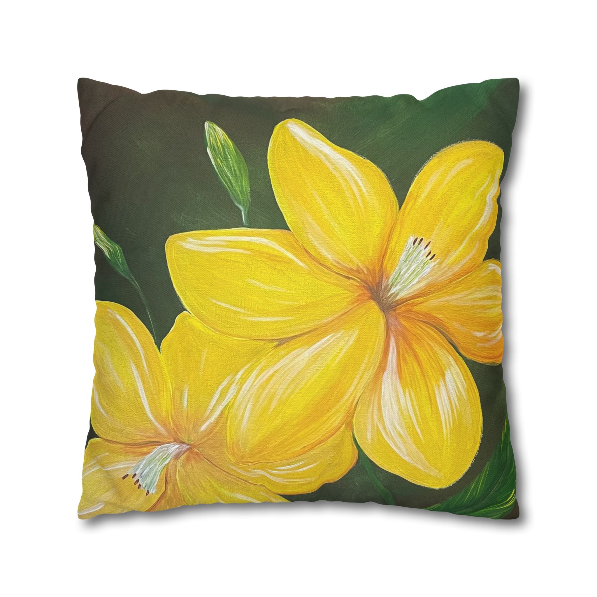 Golden Bloom Square Decorative Pillow Sham