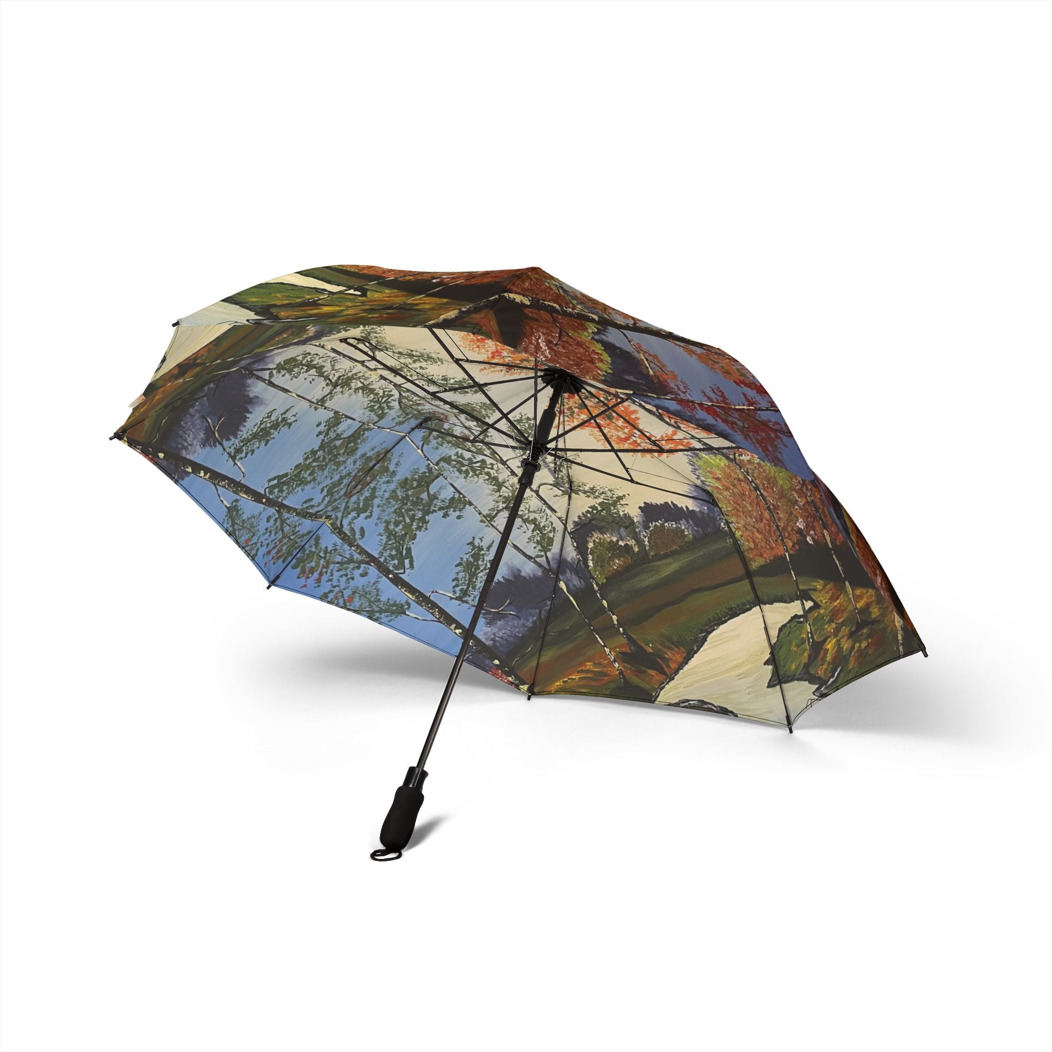 Whispering Birches Custom Hand Painted Design Umbrella